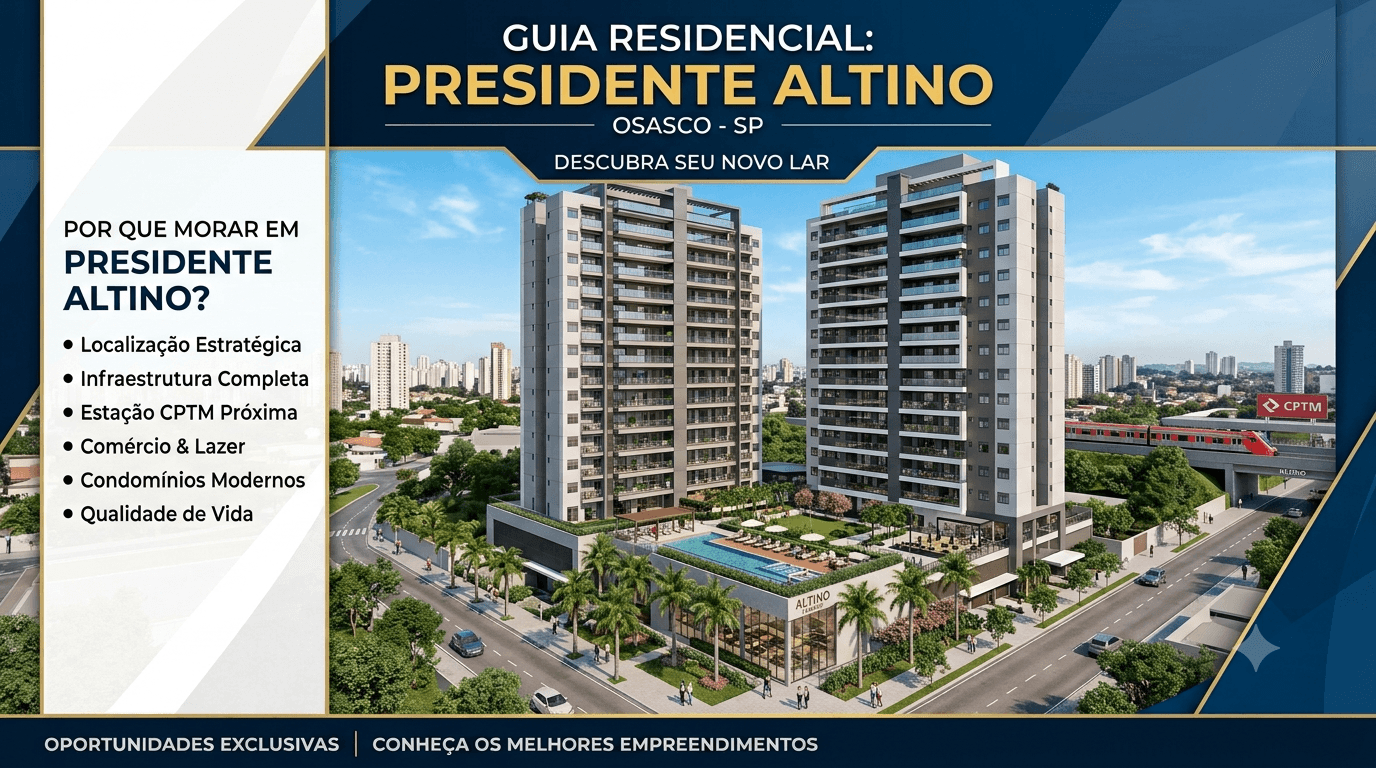 Imóveis em Presidente Altino, Osasco 2026: preços, transporte para SP e por que o bairro valoriza